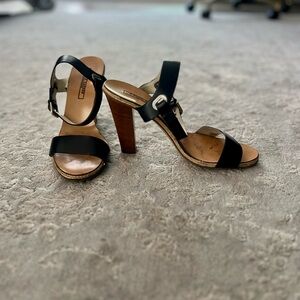 ❤️Ralph Lauren Runway Collection Black Leather Heeled Sandals